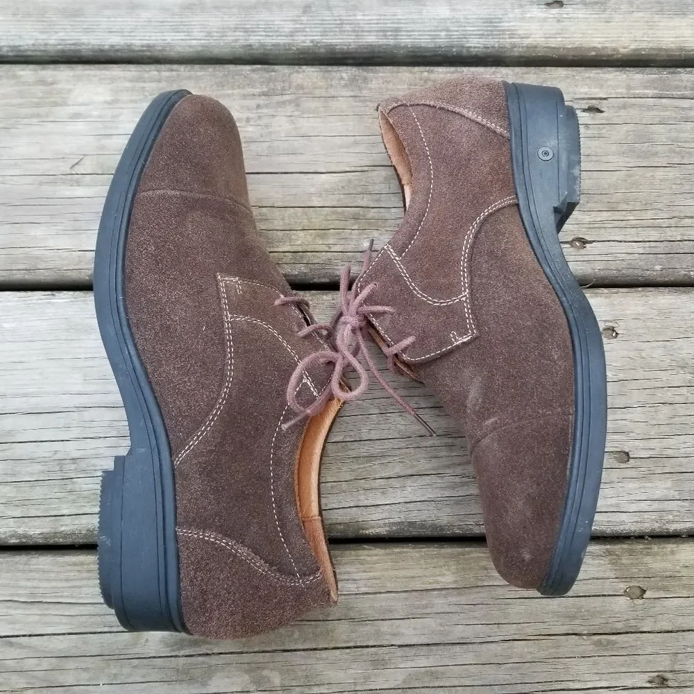 G defy Gravity Defyer Brown Suede Leather‎ Cap Toe Lace-up Oxfords Men's 7.5